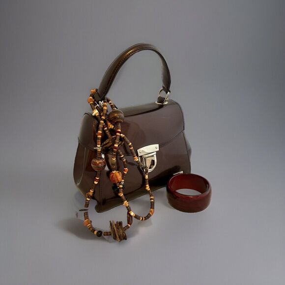 Beijo Classic Purse Handbag Designer Susan Handley Brown 10”x7”x4” - Picture 1 of 6